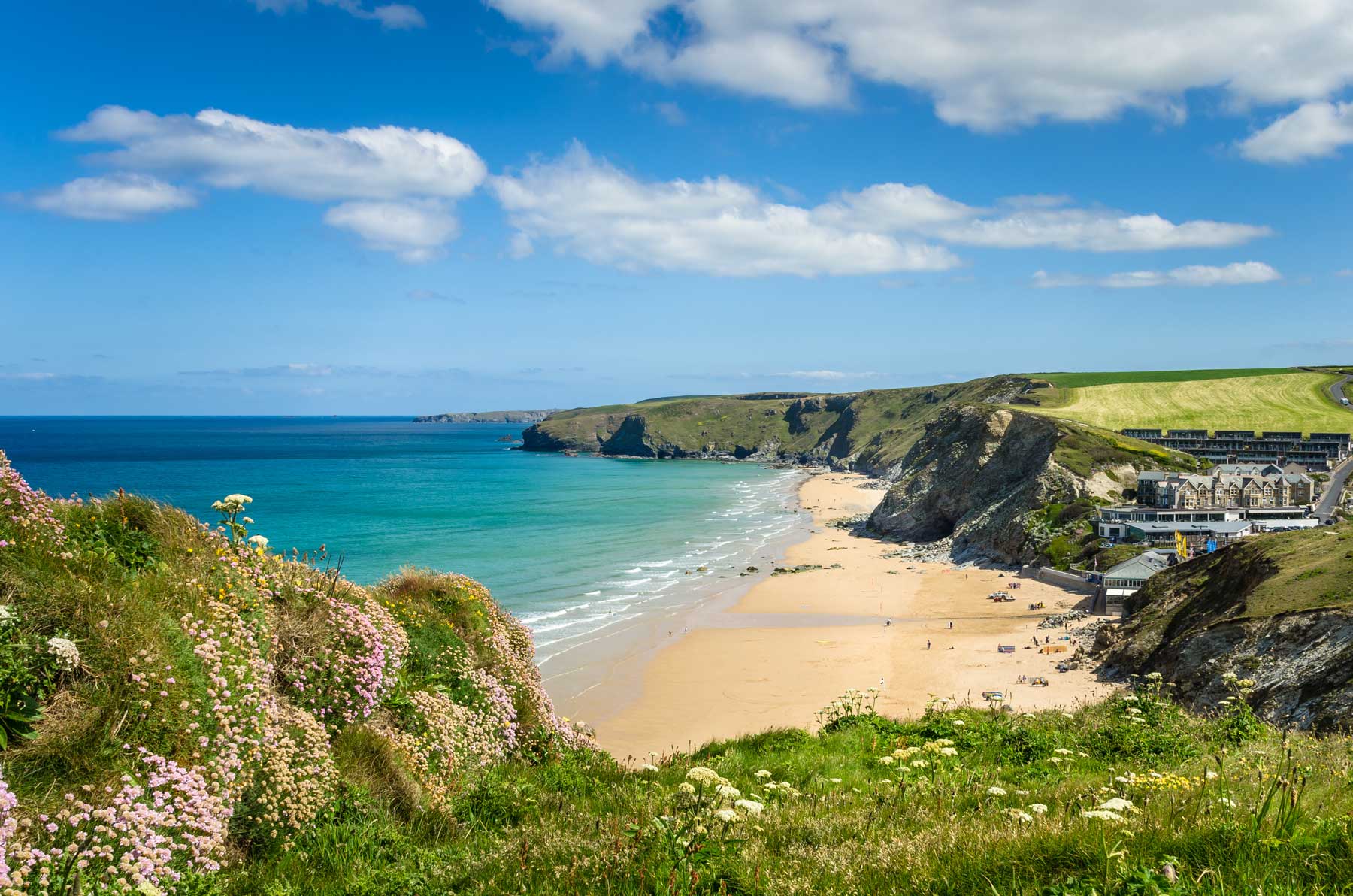 view of Cornish beach and coast line